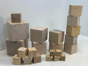22 VtG Natural Unfinished HardWood Wood Blocks Square Cubes Wooden Crafts - Picture 1 of 8