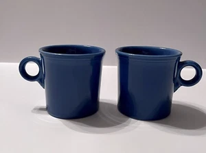 Fiestaware Ring Handle Blue Coffee Cup Mug HLC USA Lot Of 2 Cups - Picture 1 of 3