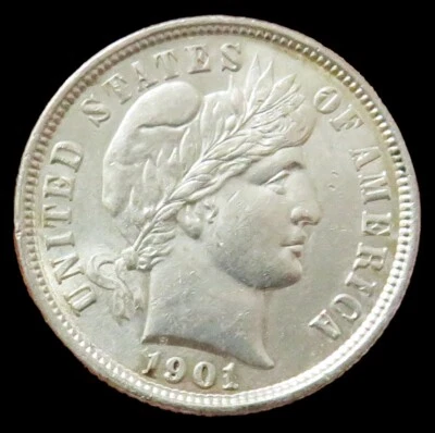 1901 SILVER UNITED STATES BARBER DIME CHOICE AU - Image 1 of 2