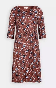 Seasalt Wild Garden Dress Cotton Pockets Belt Painterly Masala Size 8 - Picture 1 of 3