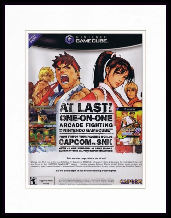 Capcom vs SNK 2002 Gamecube Framed 11x14 ORIGINAL Advertisement - Изображение 1 из 1