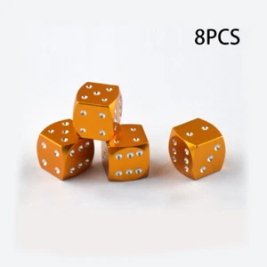 8x Gold Abs Dice Valve Stem cap 1.2cm×1.2cm for Cartruck Bike Motorcycle Atv - Picture 1 of 5