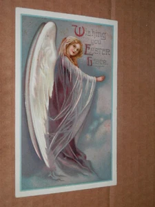 GRACIA DE PASCUA - POSTAL EN RELIEVE ERA 1915-1930 - HERMOSO ÁNGEL - Imagen 1 de 2