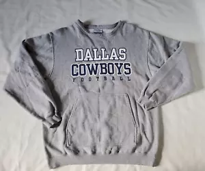 Reebok Dallas Cowboys Pullover Sweater Men's Medium Gray Long Sleeve Pocket NFL - Picture 1 of 6