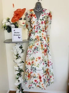 Veni Infantino Size 20 Fuxia Naranja 57" Longer Length Dress & Fascinator - Picture 1 of 12