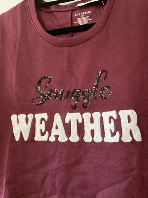 Lane Bryant 勃艮第“snuggle weather”运动衫全新带标签 14/16w 女式大码 — 第 1/4 张图片