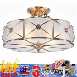 Vintage Ceiling Light Chandelier Stained Glass Lamp Flush Mount Fixture 110-220V - Picture 1 of 12