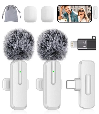 Wireless Mini Microphone for iPhone - 2 Pack Lavalier bluetooth Microphone fo... - Image 1 of 4