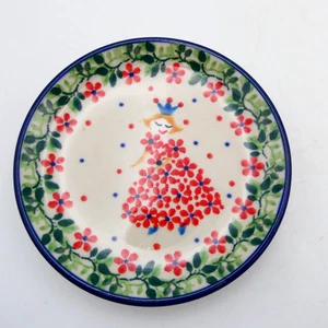 Boleslawiec Cerámica Polaca Princesa Rojo Vestido Posavasos Mini Plato Baratija Plato - Imagen 1 de 4