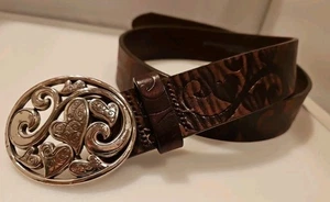 CINTURA BRIGHTON fibbia cuore amore carnevale pelle lavorata marrone boho western taglia 34 - Foto 1 di 12