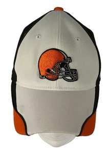 Cappello Y2K Reebok Cleveland Browns NFL Flex Fit L bianco marrone arancione - Foto 1 di 11