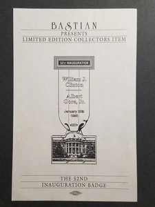 1993 Clinton 52nd Inauguation Badge, Bastian Order Form - Picture 1 of 3
