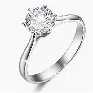 Solitär-Verlobungsring 1 kt D/VVS Moissanit Rundschliff Diamant Weißgold - Bild 1 von 12