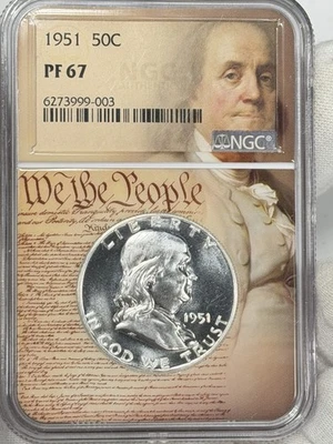 1951-P 50c Franklin Half Dollar NGC PF67 PR67 Silver Benjamin US Coin PROOF - Image 1 of 4