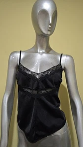 Top blush vintage mezzo abito slip nero nylon taglia media - Foto 1 di 5