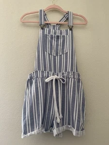 Wallflower Women’s Blue & White Striped Shortall with Pockets Size. Medium - Picture 1 of 9