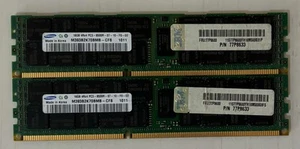 32GB (2x16GB) - Samsung M393B2K70BMB-CF8 16GB PC3-8500R IBM 77P8633 Server RAM - Picture 1 of 1
