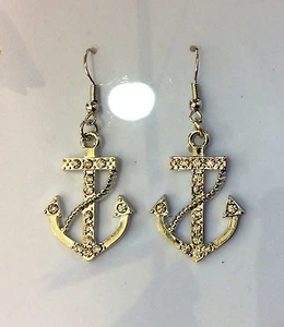 COPPIA DI ORECCHINI CON GANCETTO CIONDOLO ANCORA PAIR OF EARRINGS CHARM ANCHOR - Picture 1 of 1