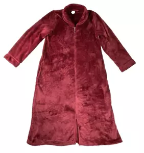 Women's Zipper Robe House Coat Lounger Full Length Zip Rose Pattern Bathrobe M - Picture 1 of 10