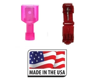 (1000) 500 RED T-TAP ~ 500 (MALE) Full Insulated Nylon Quick Disconnects 22-18  - Picture 1 of 1