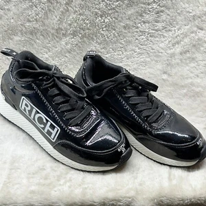 $495 - JOHN RICHMOND Black Graphic Logo Sneaker Youth 5-5.5 (EU 37) No Box - Picture 1 of 6