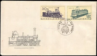 FDC Checoslovaquia 1966, locomotoras ferroviarias (1) Foto 1 de 3
