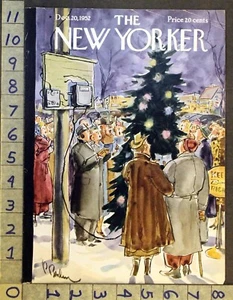 1952 CHRISTMAS COMMUNITY CAROLING TREE PERRY BARLOW ART NEW YORKER COVER FC1471 - Picture 1 of 1