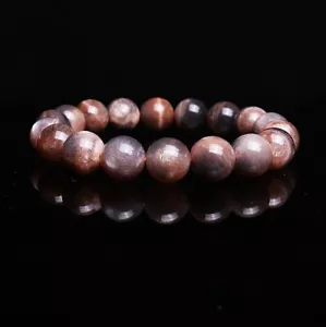 Pulsera de cuentas de cristal de piedra solar negra natural de 11,5 mm C0995 - Imagen 1 de 8