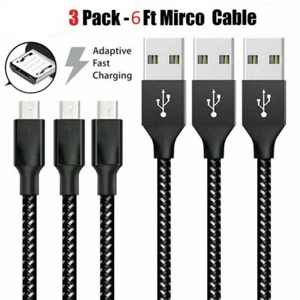 3 PACK 6Ft Micro USB 3.0 Fast Charger Data Sync Cable Cord LG HTC Android - Picture 1 of 4