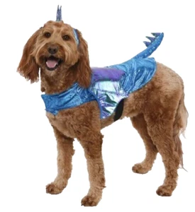 Vibrant Life Halloween Dress Up Blue/Purple Dragon Dog Elastic Band Costume SZ M - Picture 1 of 8