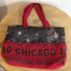 Borsa a mano Robin Ruth Chicago Night Skyline borsa tote rossa nera borsa paesaggio urbano zip - Foto 1 di 18