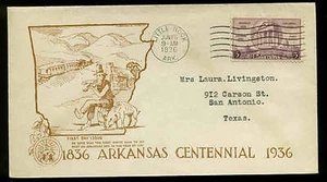 782 ARKANSAS FDC LITTLE ROCK, AR PLANTY #P56a DEE'S STAMP HOUSE CACHET - Picture 1 of 1