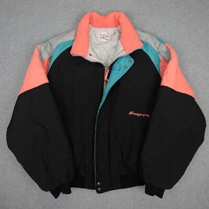 Vintage Swingster Snap On Jacket Adult Large Black Colorblock Puffer Quilt Lined - Picture 1 of 13