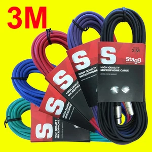 Stagg 3M XLR Coloured Male-Female Microphone Lead & Audio Signal Cable Balanced - Picture 1 of 6