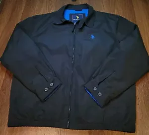 US Polo Assn Harrington Jacket Mens L Full Zip Bomber Preppy Fleece Lined - Picture 1 of 7