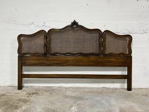 Vintage French Country Walnut Cane King Headboard Henredon Style - Picture 1 of 6