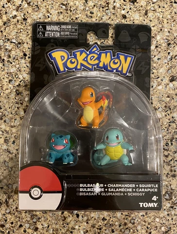 Tomy 2017 Pokemon Figures Bulbasaur Charmander Squirtle 1-1/2" New Sealed Cover