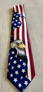 UMO LORENZO ITALY AMERICAN EAGLE RED patriotic NECKTIE 4th of July - Picture 1 of 4