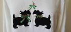 Karen Scott L Westie Dog terrier Christmas Mistletoe Embroidered Beaded Tshirt