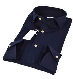 NEU Fralbo Napoli handgefertigt Pique Stretch Shirtpolo EU 52 = L MARINEBLAU - Bild 1 von 5