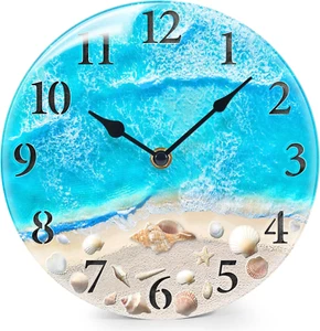 Coastal Seashell Wall Clock - Aesthetic Beach Decor for Home & Office (8 Inch) - Picture 1 of 13