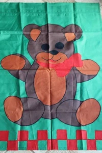 Outdoor House Flag Banner Nylon Christmas Holiday Teddy Bear Green Red Winter - Picture 1 of 7