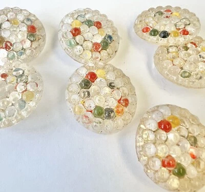 24 MM VINTAGE WEST GERMAN CRYSTAL GLASS MULTi COLOR  BUTTON SELF SHANK 18 Pcs - Image 1 of 3