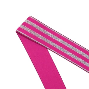 Gummiband Streifen Glitzer 4 cm pink - Preis gilt für 0,5 Meter - Bild 1 von 1