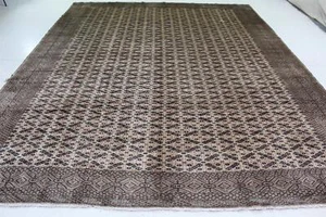 Rug Handmade Traditional Antique Geometric Olive Wool Rug 308cm x 374cm - Picture 1 of 9