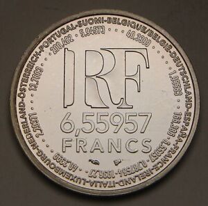 FRANCE 6.55957 Francs 1999 - Silver 0.900 - Euro Conversion Series - aUNC - 2791