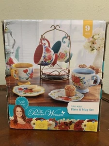 Pioneer Mujer Floral Medley Juego de 9 Piezas Tazas Platos Estante NUEVO en Caja - Imagen 1 de 18