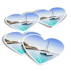 4x Heart Stickers - Sailing Boat Catamaran Corsica Island #24131
