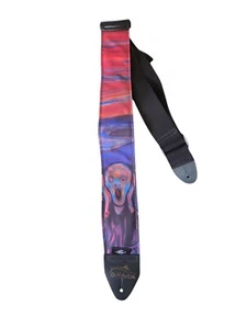 RALPH MARLIN ART SERIES, DESIGNER 3" GUITAR STRAP | "THE SCREAM" DESIGN | RARE! - Picture 1 of 2