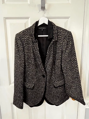 Chaqueta Blazer Lafayette 148 Negra y Dorada Mezcla Lana Tweed y Seda Talla 10 Nueva Sin Etiquetas Foto 1 de 4